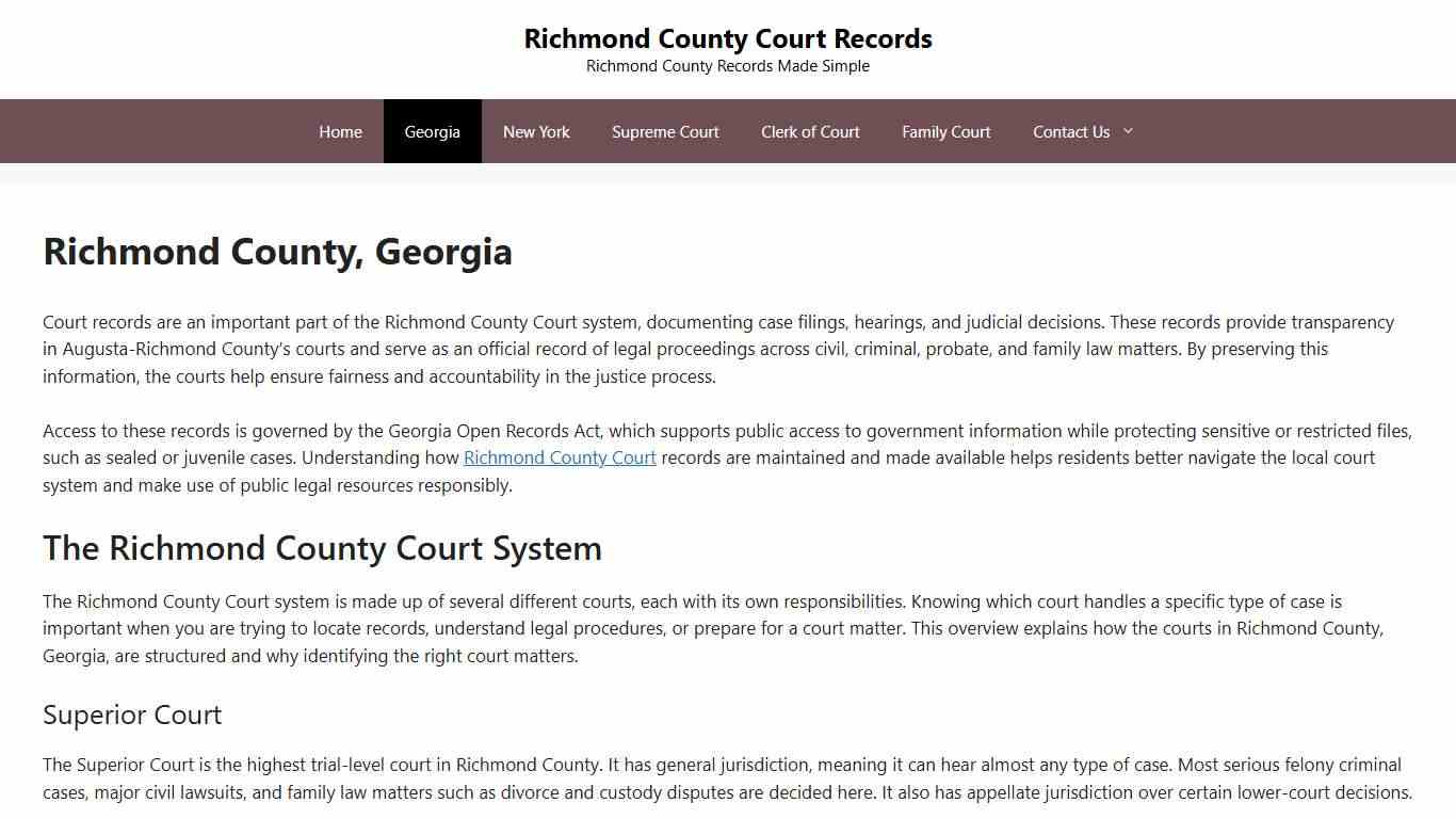 Richmond County, Georgia - Richmond County Court Records