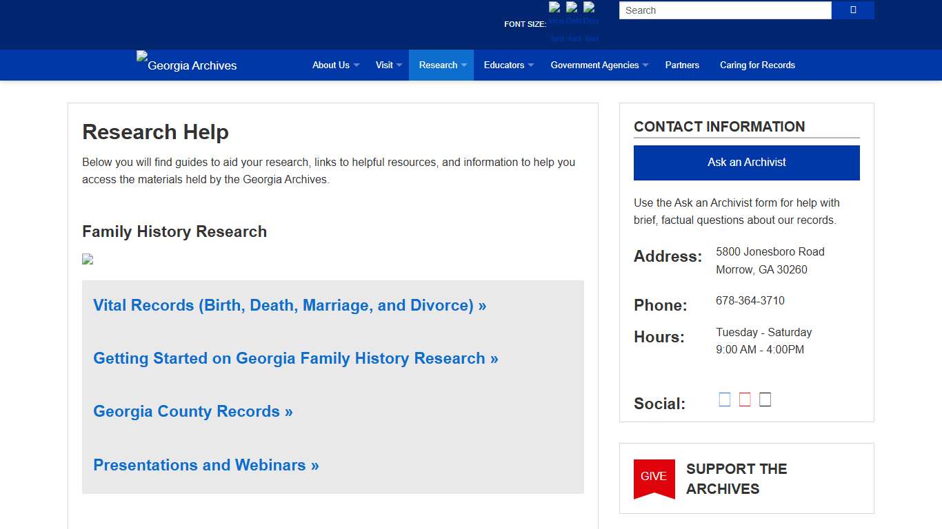 Research Help | Georgia Archives