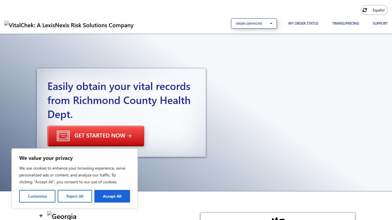 Richmond County Health Dept. (GA) | Order Certificates - VitalChek